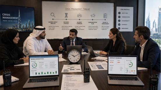 Professional BCM Consultants Reviewing Crisis Plan