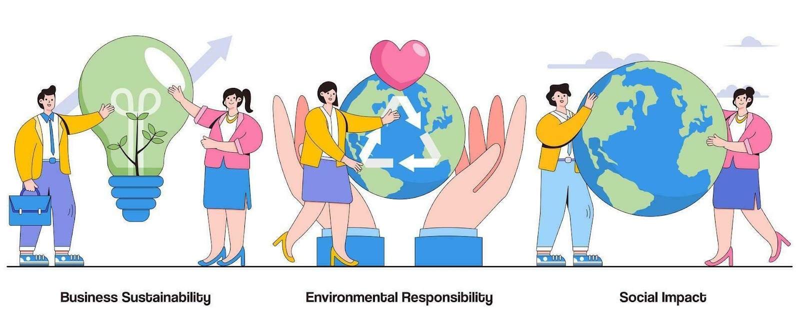Business sustainability, environmental responsibility, social impact  concept with character. Sustainable business practices abstract vector  illustration set. Eco-friendly initiatives metaphor 31736550 Vector Art at  Vecteezy