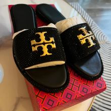 Slide Sandals with Crystal Embellishment