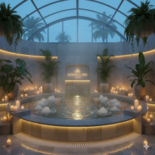 Luxurious spa pool with warm bubbling water and soothing ambiance at Jameela Spa Ajman