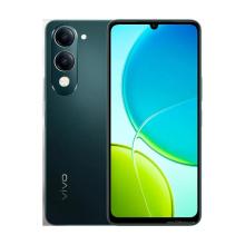 smartphone in lavender color with dual rear cameras and display.