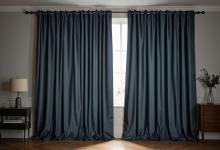Luxurious modern velvet curtains in a bedroom, adding elegance, warmth, and style to the space.