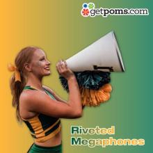 cheerleader with riveted megaphone
