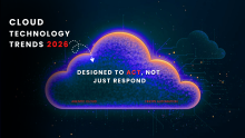 Illustration highlighting emerging cloud technology trends in 2026, with the year emphasized in red and a central cloud icon representing the shift in cloud strategy