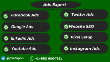 Boost your business with our professional digital ads services. Designed for brands and entrepreneurs Looking for Ads Expert, our solutions cover multiple platforms including Google, Facebook, Instagram, YouTube, LinkedIn, and X (Twitter). We deliver targeted campaigns that increase visibility, drive quality leads, and maximize ROI.Our team handles everything from ad creation and audience targeting to campaign optimization and performance tracking, ensuring measurable results and scalable growth. Perfect fo