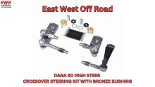 Eliminate bump steer with a heavy-duty Dana 60 crossover steering kit. Includes 1.25" billet arms, 1-ton steering ends, and a springless bronze bushing setup.