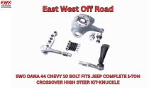 Fix bump steer for good with the EWO Complete 1-Ton Crossover High Steer Kit. Featuring a US-made Dana 44 flat top knuckle, billet arms, and metal-to-metal tie rod ends.