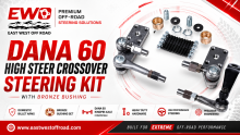 Dana 60 kingpin high steer, Dana 60 crossover steering kit, springless Dana 60 high steer, GM 1 ton steering kit, billet Dana 60 steering arms, Dana 60 kingpin crossover steering.