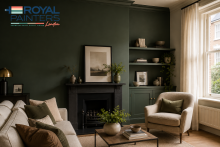 Painters and decorators in London on the shift from grey to deep green and warm neutrals. See the 2026 data and a real feature wall job.