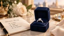 diamond ring in ring box is showing