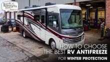 A Fleetwood Bounder Class A Motorhome Parked Outside of an RV Repair Shop