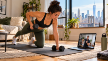 Woman doing virtual personal training