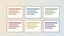 Illustration of six simple cards laid out in a grid
