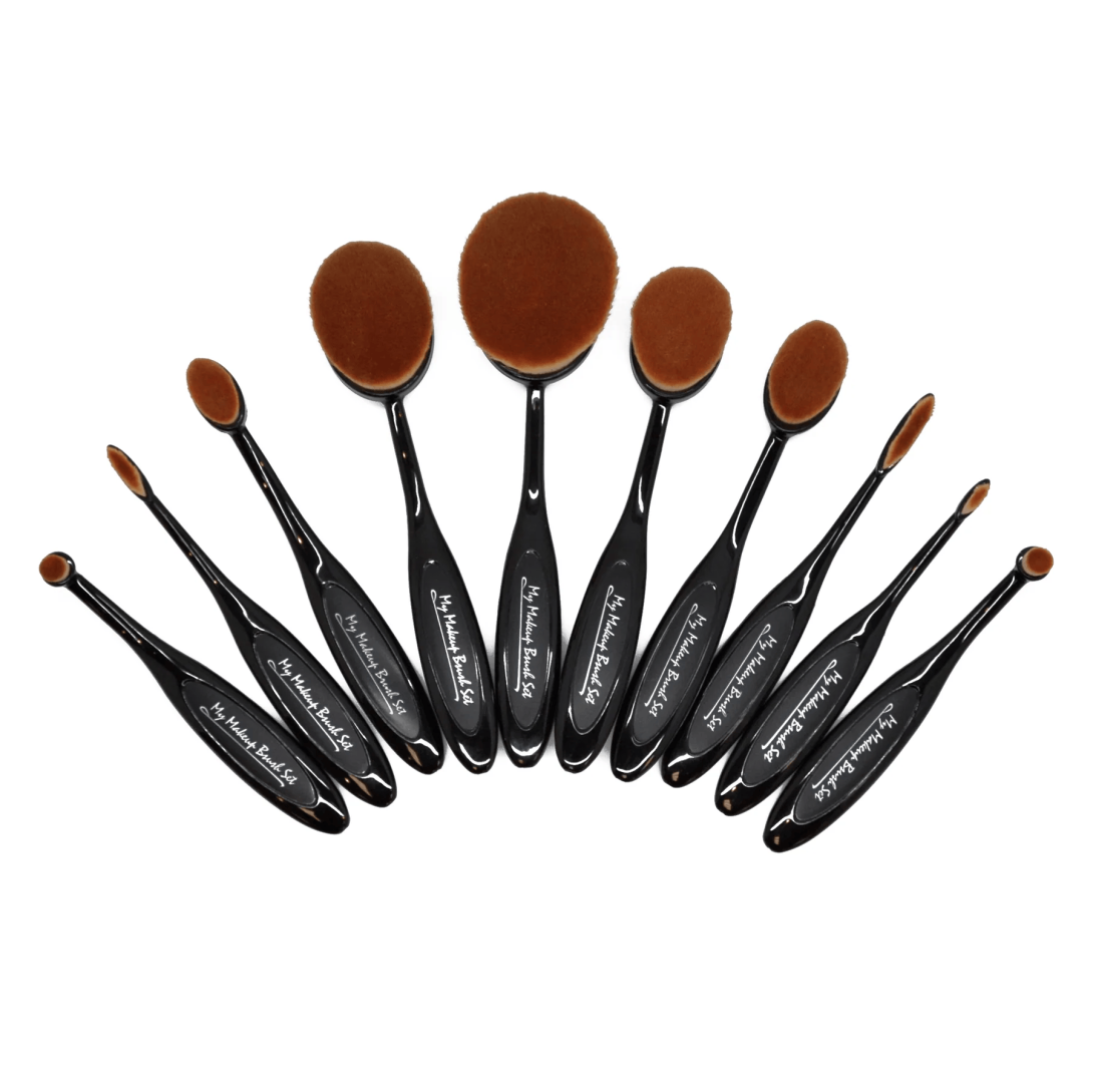 10-Piece Black Oval Brush Set