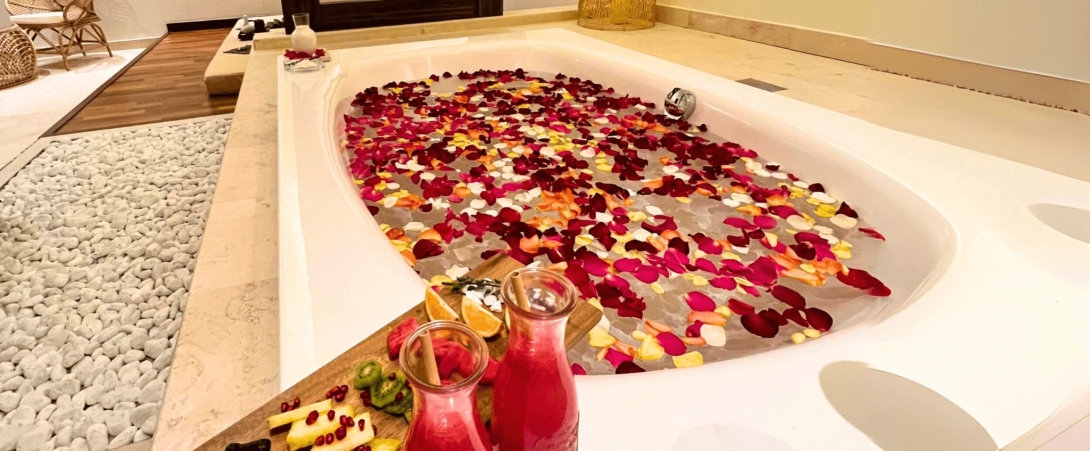 romantic flower bath Dubai spa