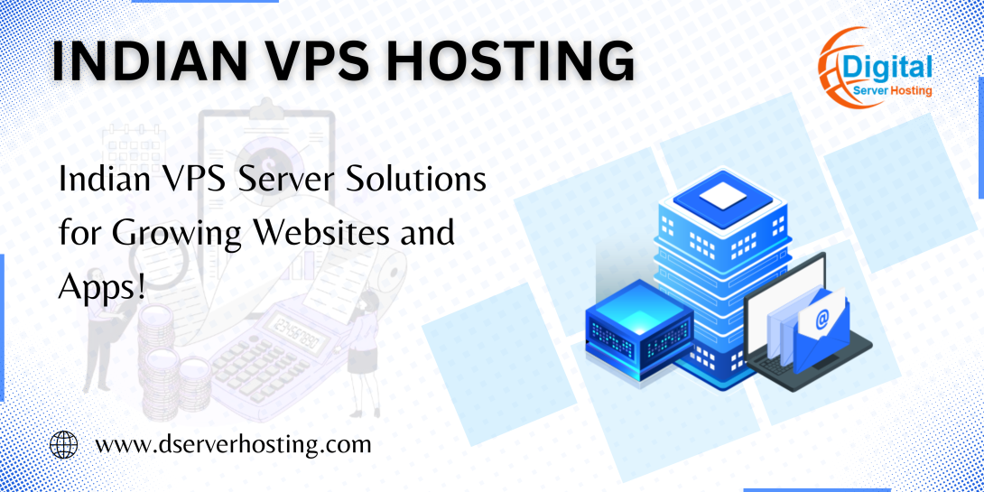 Visual illustration of Indian VPS server by dserver hosting showing the Indian VPS server solution for growing websites and apps.