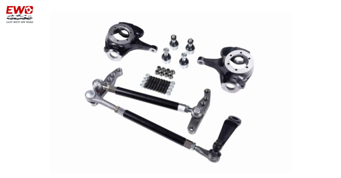 crossover steering kit, Dana 44 crossover steering, Chevy 10 bolt crossover steering, EWO crossover steering kit, high steer kit with knuckles, Dana 44 high steer arms, Chevy crossover steering upgrade, GM Dana 44 steering kit, Jeep Dana 44 high steer kit, off-road steering upgrade, heavy duty crossover steering kit, billet high steer arms, Dana 44 flat top knuckles, crossover steering kit USA, lifted truck steering fix, off-road safety steering, 4x4 steering upgrade kit, Dana 44 drag link kit, Chevy ¾ ton 