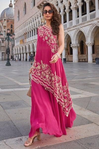 pink indo western dress