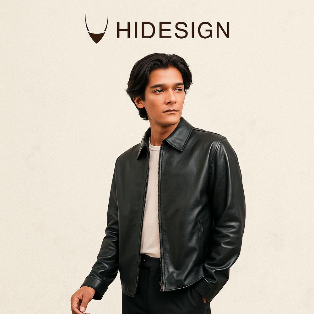 Shop authentic leather jackets for men at Hidesign. A man wearing black leather jacket by Hidesign.