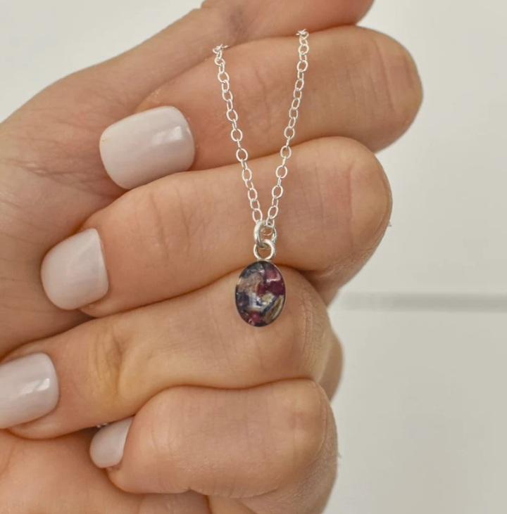 rose cremation necklace, rose gold cremation necklace