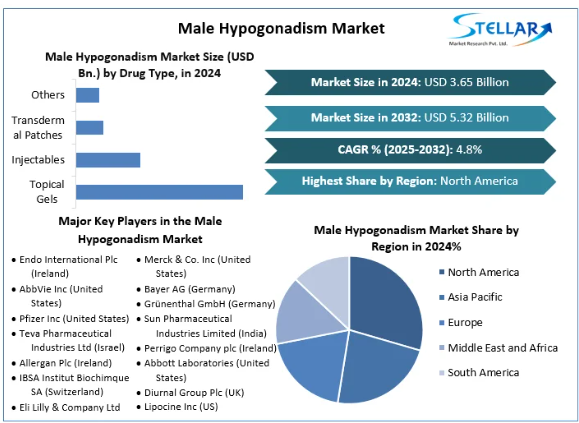 The global male hypogonadism market is experiencing significant growth owing to the increasing emphasis on men's health and improved diagnostic capabilities. 