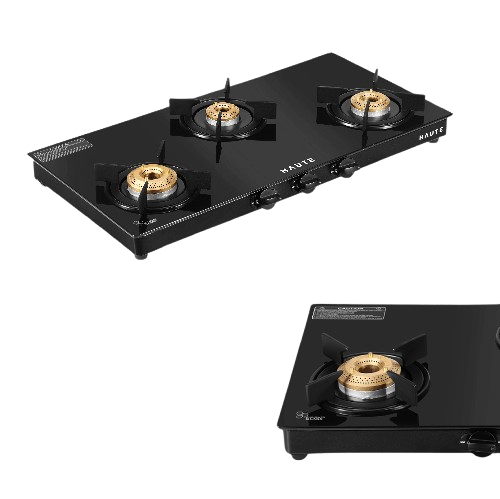 3 burner gas stove glass top