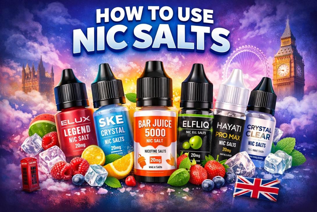 nic salts, nicotine salts, how to use nic salts, nic salt e liquid UK, Elux Legend Nic Salts, SKE Crystal Nic Salts, Bar Juice 5000 Nic Salts, ELFLIQ Nic Salts, Hayati Pro Max Nic Salts, Crystal Clear Nic Salts, nic salt vape juice, best nic salts UK, disposable flavour nic salts, pod vape nic salts, MTL vaping nic salts, 10mg nic salts, 20mg nic salts, smooth nicotine e liquid, UK vape e liquid