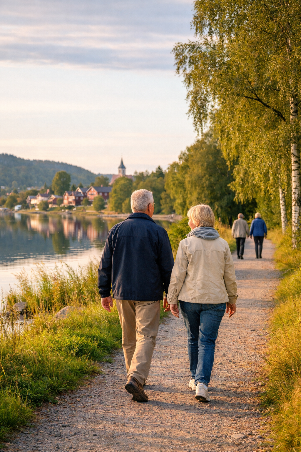 An older couple walking 