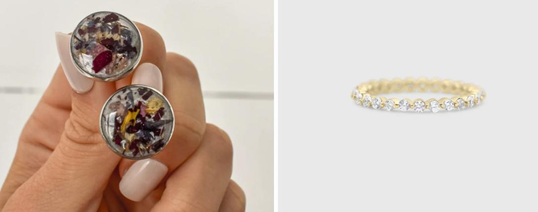 funeral flower keepsake jewelry, funeral flowers made into jewelry