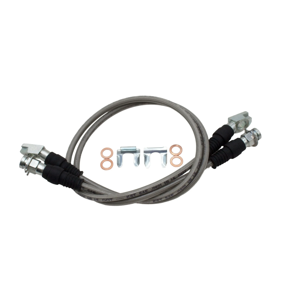 Stainless Steel Braided Brake Line Hose Kit with Hardware for Lifted Trucks and Brake Conversions