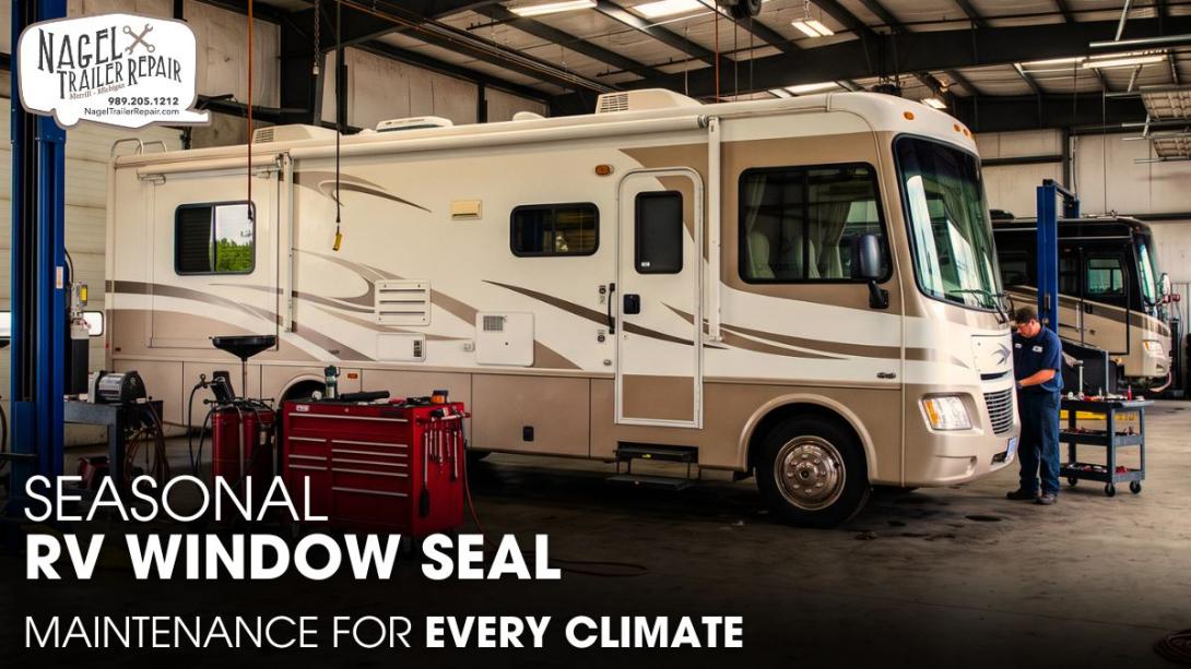 A Class A Motorhome Parked Inside a Workshop For Repair Works