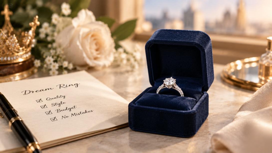 diamond ring in ring box is showing