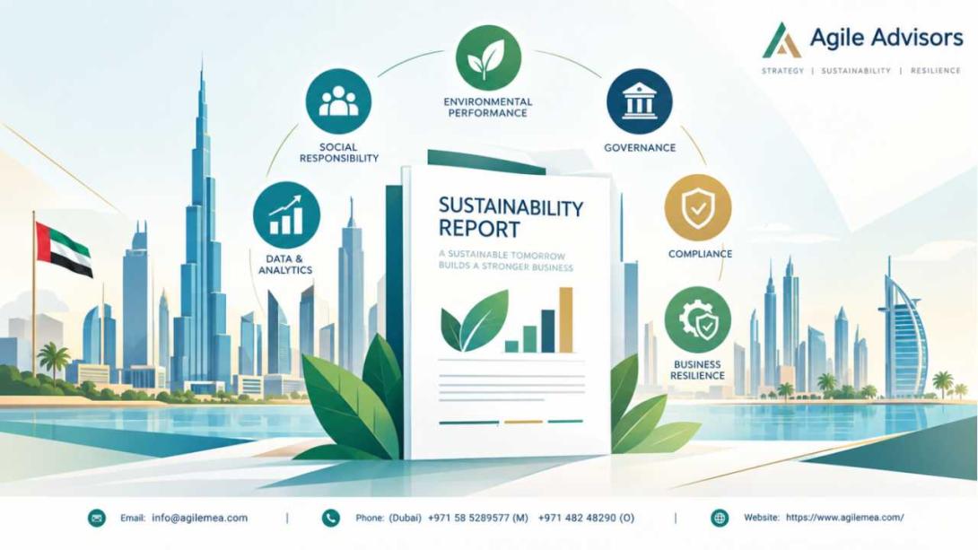 Discover how professional sustainability reporting support can help UAE organizations improve transparency, strengthen governance, manage sustainability data, and connect environmental and social performance with long term business resilience and strategic growth.